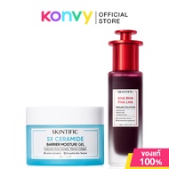 SKINTIFIC Set 2 Item AHA BHA PHA LHA Peeling Solution 30ml + 5X Ceramide Barrier Moisture Gel 30g สค