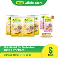 4 Milna Rice Crackers Banana Berries 5x4g Free 2 Box MRC