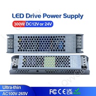 300W DC12V/24V Ultra Thin LED Power Supply Lighting Transformers Adapter Switch 300W AC100-265V For 