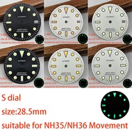 QX 28.5mm NH35 Dial Retro Dial S Dial Green Luminated Dial Suitable For NH35 NH36 Movement Watch Acc