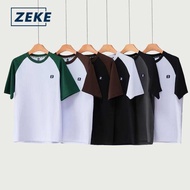 ZEKE Men's T-Shirt Raglan Short Sleeve Crewneck Embroidered Shirt For Men
