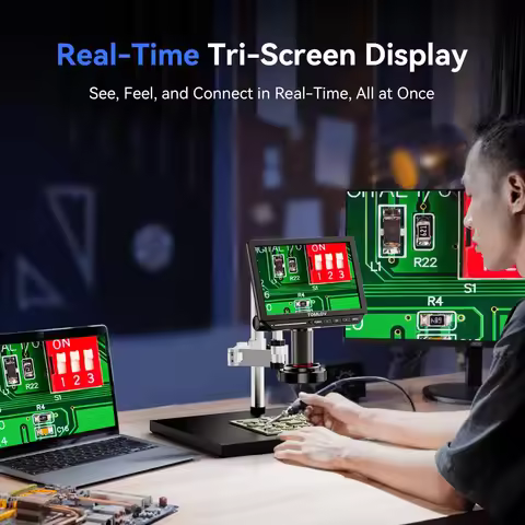 TOMLOV HDMI Soldering Microscope 2000X 4K Digital Microscope TM4K 8" Flex Arm Electronics Repair Vid