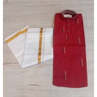 SILK COTTON VESHI (DHOTI) AND COTTON SHIRT FOR KIDS BOYS.