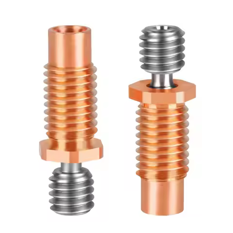 2PCS E3D V6 Hotend Heatbreak All Metal Threaded Upgrade Titanium Alloy and Copper Bimetal Throat Noz