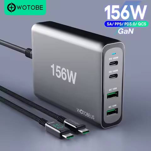 WOTOBE 156W GaN Charger USB-C Power Adapter,4-port PD100W PPS 65W 45W QC4.0 for iPhone 14 MacBook Sa