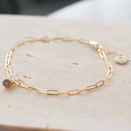 Bracelet Zircon Pendant 14k Gold Chain-Simpler-