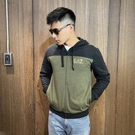 American 100% Emporio Armani EA7 Cotton Hooded Jacket logo Men's Black Green AF74