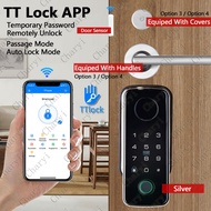 Auto Digital Lock Smart Fingerprint Lock Set with Handle/Door Sensor 5 Ways Unlock APP Remote Unlock Easy Install N1TT