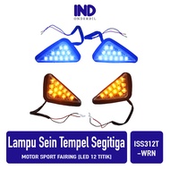 Lampu Sein-Sen-Sign Ritting-Riting-Retting-Reting Tempel Segitiga-Segi Tiga LED Biru-Kuning Motor Sport Fairing Ninja 150 R-RR/CBR 150-250/GSX/R15/R25 V1-V2-DLL