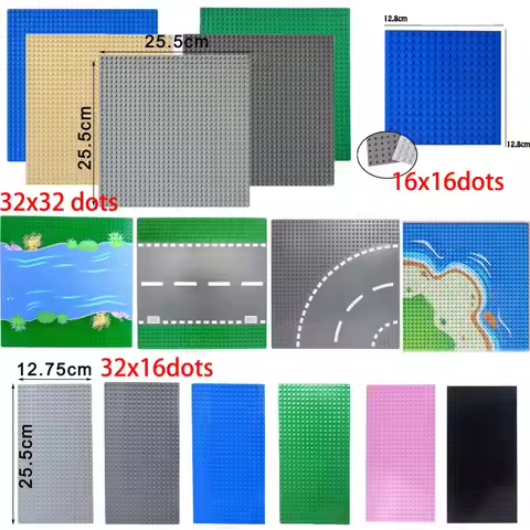 City Classic 32x32 32x16 16x16 Dots Baseplate Road Plate Straight Curved River Baseplate Assembly Bl