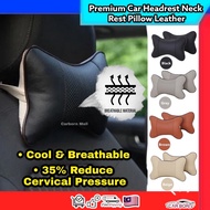 CRB Premium PU Leather Car Headrest Neck Rest Pillow Leather Breathable Universal Pillow bantal kere