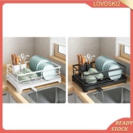 [Lovoski2] Dish Drainer, Dish Drainer with Drain Tray, Multifunctional Kitchen Sink Rack, Brush Drainer, Countertop