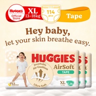 [1 Carton] Huggies AirSoft Tape Diapers Assorted (3 packs)