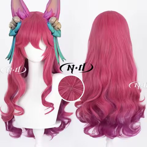 ND Brand Spirit Blossom Ahri Skin LOL Cosplay Wigs Hair Hairpiece for Comic-con Cosplayer Halloween 