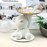 Home Decoration Influencer Bear Tray Living Room Desktop Decoration Storage Tray Rose Bear Home Deco