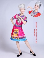 Womens Miao Ethnic Dance Performance Costume Yangtze River Yi Ethnic Group Stage Clothing Zhuang Eth