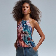 ท็อปเสื้อกล้ามโอบคอ กลีบรูด รัดรูป สำหรับฤดูร้อน Ibiza