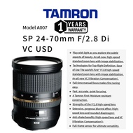 (New) TAMRON 24-70MM F/2.8 Di VC USD MODEL A007 LENS FOR CANON DSLR NIKON DSLR (1 YEAR WARRANTY) SUP