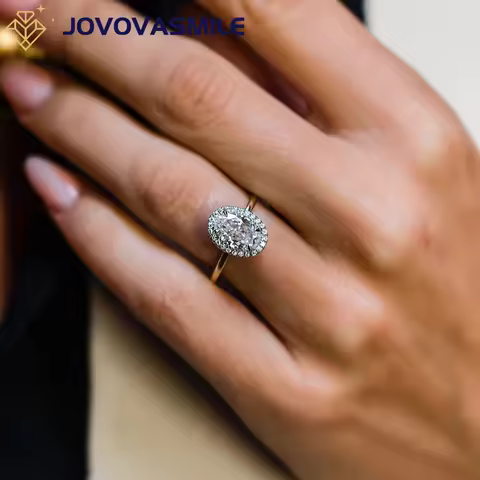 JOVOVASMILE Moissanite Ring Real 18k Yellow gold Women Rings 1.85 Carat 9x6mm Oval Cut Modern Ring f