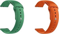 ONE ECHELON Quick Release Watch Band Compatible With Seiko SSB359  Silicone Watch Strap with Button Lock, Pack of 2 (Green and Orange)