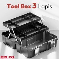 [JQ] Luxury Tool Box 17 Inch & 21 Inch Multifunctional 3-Layer Folding Tool Box PP Material DELIXI