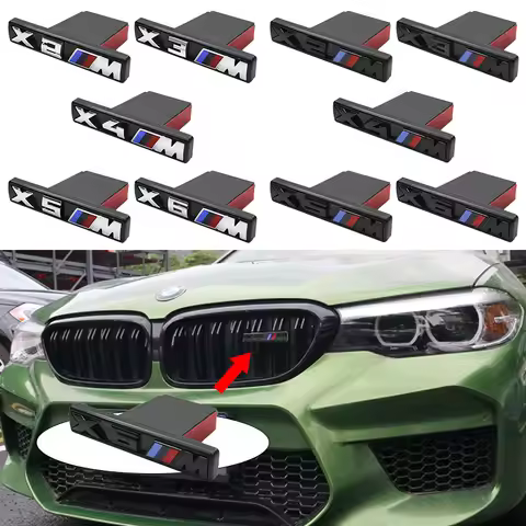 ABS Car LOGO Front Grille Emblem Accessories For BMW M X1 X2 X3 X4 X5 X6 F48 G01 E84 E83 F39 F10 F30