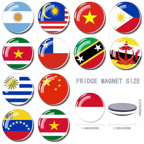 1PC Azerbaijan Flag Magnetic Refrigerator Sticker:Myanmar Brunei East Timor Laos Malaysia Philippine