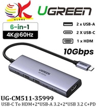 UGREEN TYPE-C USB-C 3.0 MALE TO HDM HD + 3* USB3.0 + SD/TF FEMALE CONVERTER ADAPTER USB-C HUB 4K@60H