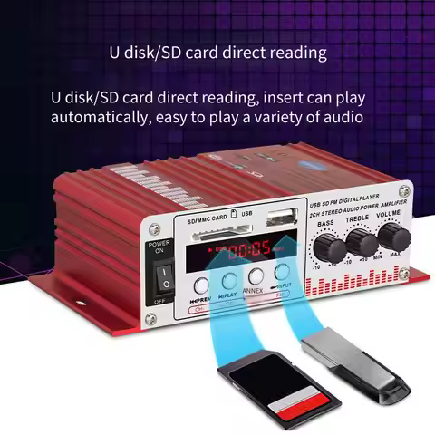 Bluetooth Amplifier HiFi Audio Karaoke 12V Mini USB Flash Drive FM Radio Car Hifi Home Theater Ampli