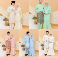 BAJU RAYA 2022 SET SEDONDON COUPLE AMANI OFF WHITE, BABY BLUE, SOFT CREAM, PEACH, MINT FIRUS