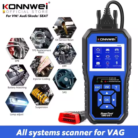 KONNWEI KW450 OBD2 Diagnostic Tool for VAG Cars VW Audi ABS Airbag Oil ABS EPB DPF SRS TPMS Reset Fu
