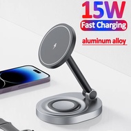 JIMA 2 In 1 Magnetic Wireless Charger Stand Fast Charging Station Dock For iPhone 14 13 12 Pro Max A