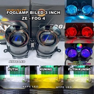 Foglamp Biled Pair ZE FOG 4 IBRIGHT Bluelens Complete Bracket DEVIL Rgb Apps Foglamp Car Lampu Fog L