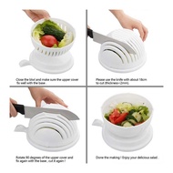 MO Salad Cutter Bowl - White Salad Fruit Vegetable Cutting Tool