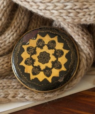 古董少見雕花皮革蜜粉盒 W511