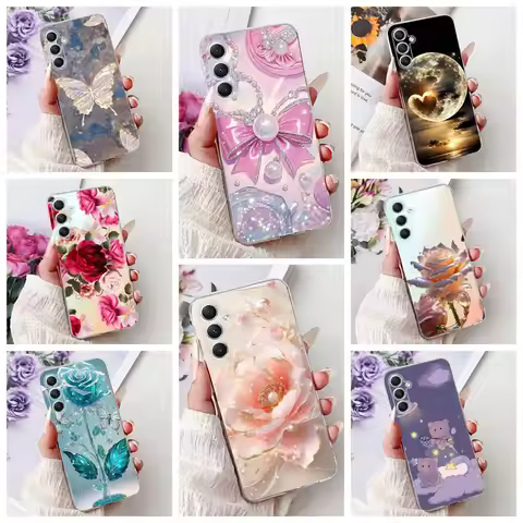 Case For Samsung Galaxy A55 A35 A25 5G 2023 Cover A256B A356B A556B Popular Flower Soft Silicone Pho
