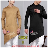 Kurta India Punjabi Sultan Baju Raya Melayu Muslim Men Jippa Slant Button Irregular