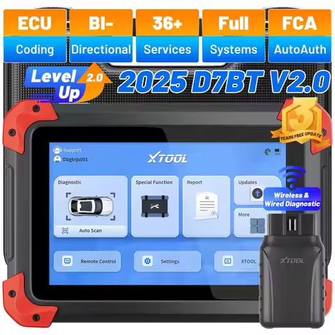 XTOOL D7BT V2.0 D7 BT OBD2 Scanner ECU Coding IMMO Automotive Diagnostic Tools Car CAN FD DOIP FCA 3