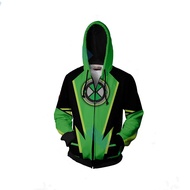 เสื้อฮู้ด Ben10ลายมนุษย์ต่างดาวเบนเทนนิสันพิมพ์ลาย3D ชุดคอสเพลย์ผู้หญิงอัปเกรดซิปแจ็คเก็ตลำลอง