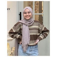 AZALEA KNITVior OVERSIZED KNIT SWEATER BLOUSE WITH STRIPED PATTERN