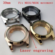 QX 39mm Watch Case NH35 Case NH36 Case Stainless Steel Sapphire Glass Fit NH35 NH36 Movement Replace