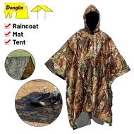 Donglin 3 in 1 Multifunctional Raincoat Rain Poncho Backpack Hiking Rain Cover Motorcycle Outdoor Awning Camping Tent Mat