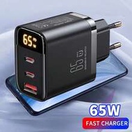 1 ชิ้น ที่ชาร์จ GaN ชาร์จเร็ว 65W/45W/30W, ที่ชาร์จ GaN 2 Type C + 1 USB Type-C อะแดปเตอร์ติดผนังชาร
