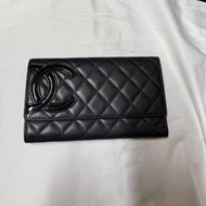 Chanel 黑色菱格紋長銀包