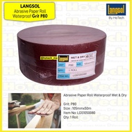 Langsol Kertas Amplas Roll /Abrasive Cloth Roll, Waterproof P80/5R