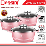 DESSINI ITALY 6 PCS 20CM 24CM 28CM Casserole Die Cast Aluminium Induction Non Stick Pot Bowl Pan Coo