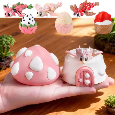 3d Printed Cute and Silly Dragon Fruit Food Dragon and Dragon Egg Plastic Ornaments, Desktop Decorat