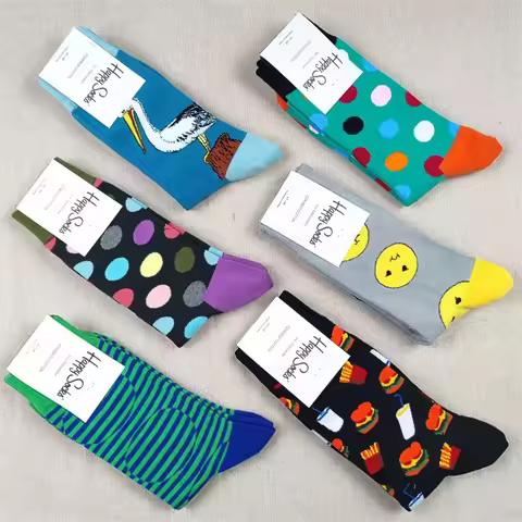 Men's Socks Four Seasons Pure Cotton Classic Sports Happy Socks Mid-Tube Socks Size 7-11UK(41-46 EU)