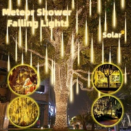 Meteor Shower Falling Rain Lights Solar Outdoor Waterproof House Tree Garden Shop Light Deco Lampu