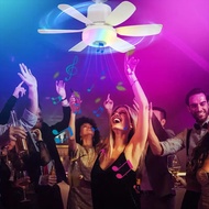 New Style LED Bluetooth Ceiling Fan Light  RGB Lighting Fan integrated Remote Control Dimming Color